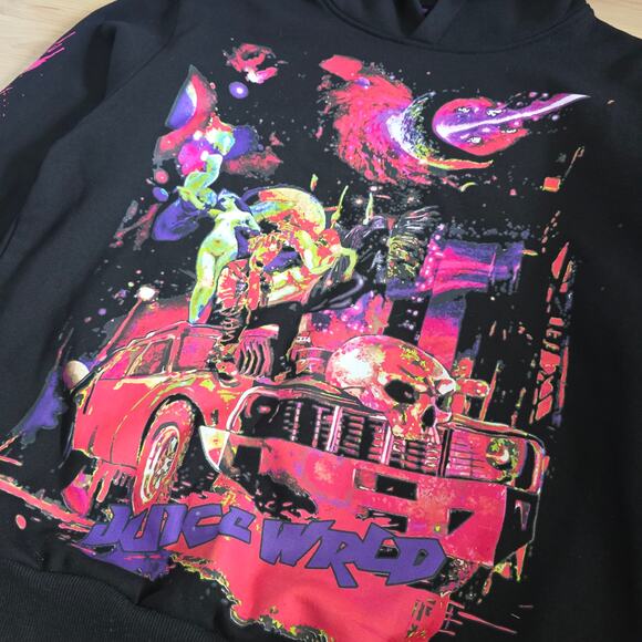 999 Club Juice Wrld Vlone Galaxy Hoodie Pullover Black Size M - Picture 3 of 8